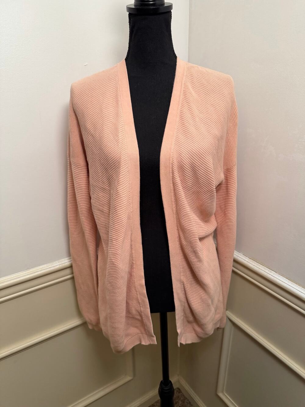 Sissy Boy Organic Cotton Open-Front Ribbed Cardigan Peach / Soft Pink Minimalist